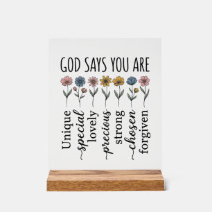God Says You Are Floral Christian Vector Design_1 Acrylic Sign