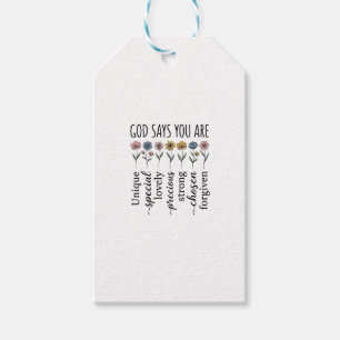God Says You Are Floral Christian Vector Design_1 Gift Tags