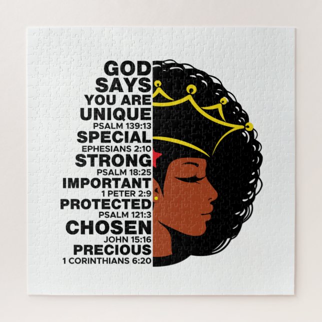 God Says You Are Melanin Christian Sista Queen  Jigsaw Puzzle (Vertical)