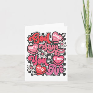 God Says You Are Valentine Candy Heart Christian B Card