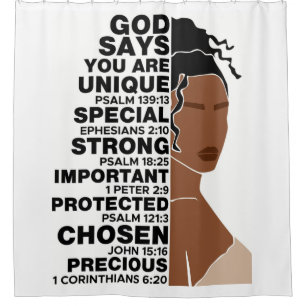 God Says Your Are Black Queen Melanin Woman Shower Curtain
