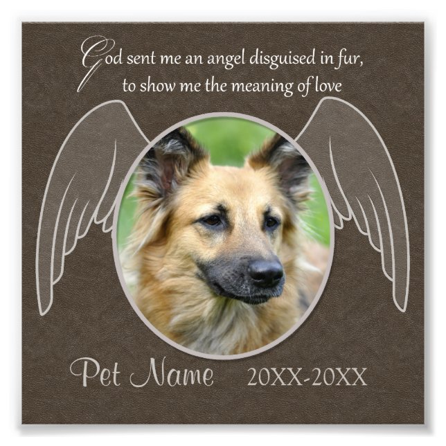 God Sent an Angel Pet Sympathy Custom Photo Print (Front)
