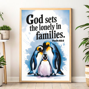 God Sets the Lonely in Families Christian Wall Art