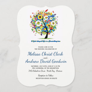 God-Shaped Life Flourishing Tree Christian Wedding Invitation