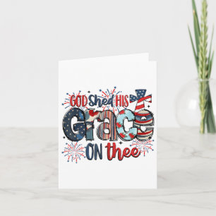 God Shed His Grace On Thee 4th Of July Groovy Patr Card