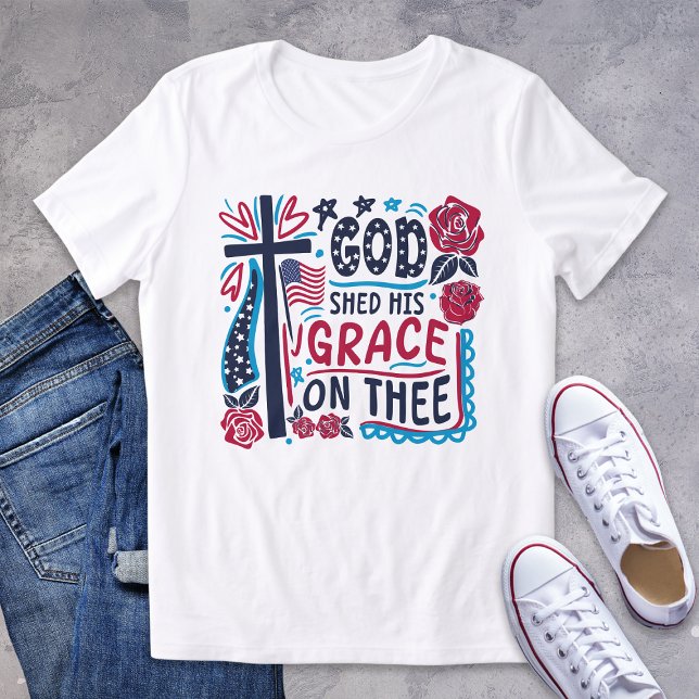 God Shed His Grace on Thee Patriotic Tri-Blend Shirt (Creator Uploaded)