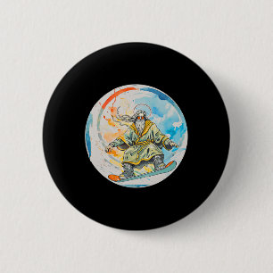 God Snowboarding With Jesus Christ Prayer Lord Chu 6 Cm Round Badge