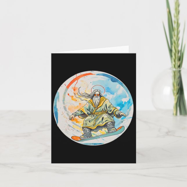 God Snowboarding With Jesus Christ Prayer Lord Chu Card (Front)