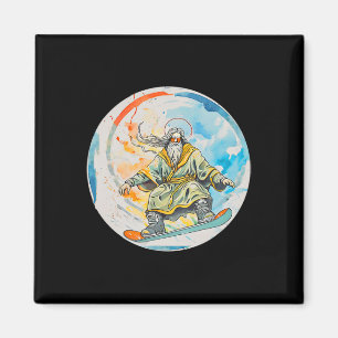 God Snowboarding With Jesus Christ Prayer Lord Chu Magnet