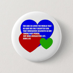 God So Loved the World Bible Verse 6 Cm Round Badge