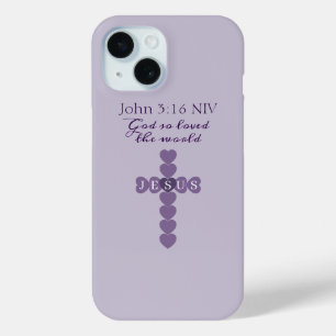 God So Loved the World Lavender Heart Cross iPhone 15 Case