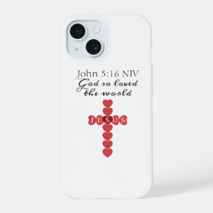 God So Loved the World Red Heart Cross iPhone 15 Case