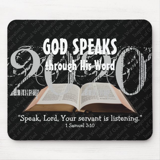 GOD SPEAKS Bible Year 2020 Custom Scripture Black Mouse Pad (Front)