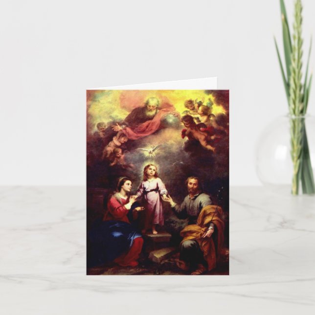 God, The Holy Spirit, Mary, Baby Jesus, & Joseph Holiday Card (Front)