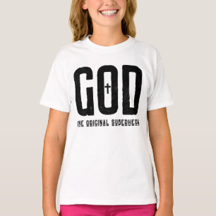 God The Original Superhero Biblical Cross Girl's T-Shirt