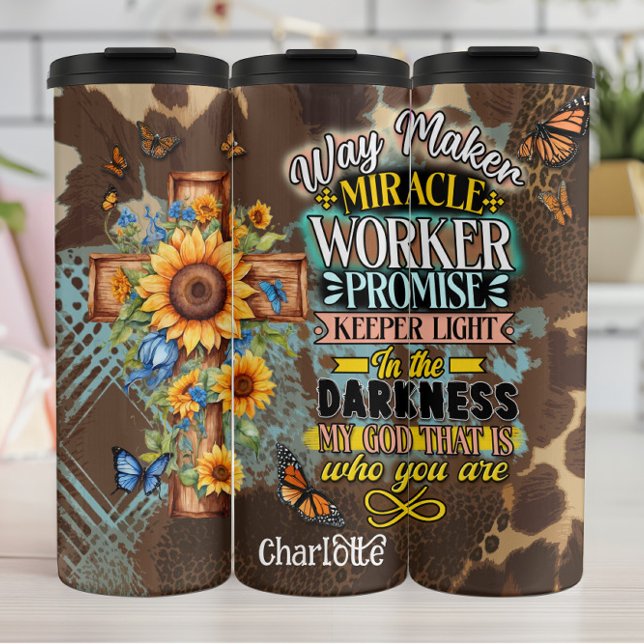 God: Way Maker, Miracle Worker, Light Thermal Tumbler (Creator Uploaded)