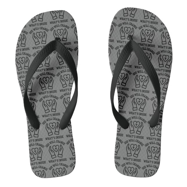God Will Change What's Inside Grey All-Over Unisex Jandals (Footbed)