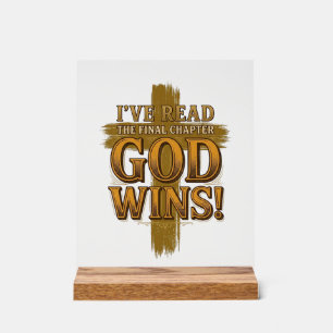 God Wins Christian Vintage Cross Typography Shirt_ Acrylic Sign