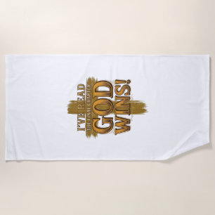 God Wins Christian Vintage Cross Typography Shirt_ Beach Towel