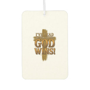 God Wins Christian Vintage Cross Typography Shirt_ Car Air Freshener