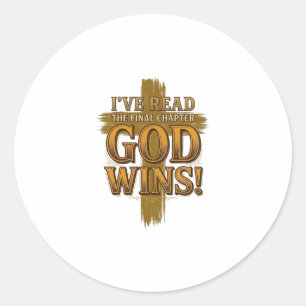 God Wins Christian Vintage Cross Typography Shirt_ Classic Round Sticker