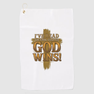 God Wins Christian Vintage Cross Typography Shirt_ Golf Towel