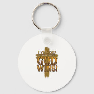 God Wins Christian Vintage Cross Typography Shirt_ Key Ring