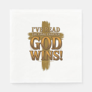 God Wins Christian Vintage Cross Typography Shirt_ Napkin