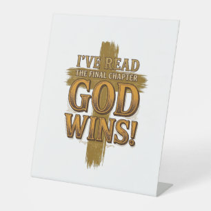 God Wins Christian Vintage Cross Typography Shirt_ Pedestal Sign