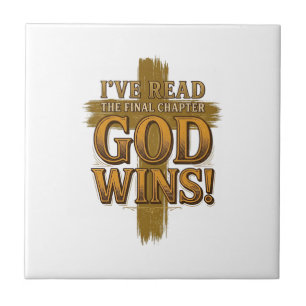 God Wins Christian Vintage Cross Typography Shirt_ Tile
