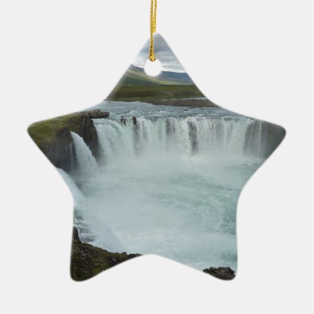 Godafoss Ceramic Tree Decoration (Front)