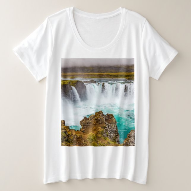 Godafoss waterfall, Iceland Plus Size T-Shirt (Design Front)