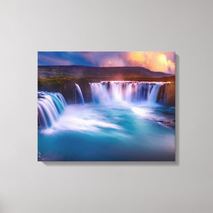 Godafoss Waterfall Iceland Stretched Canvas Print