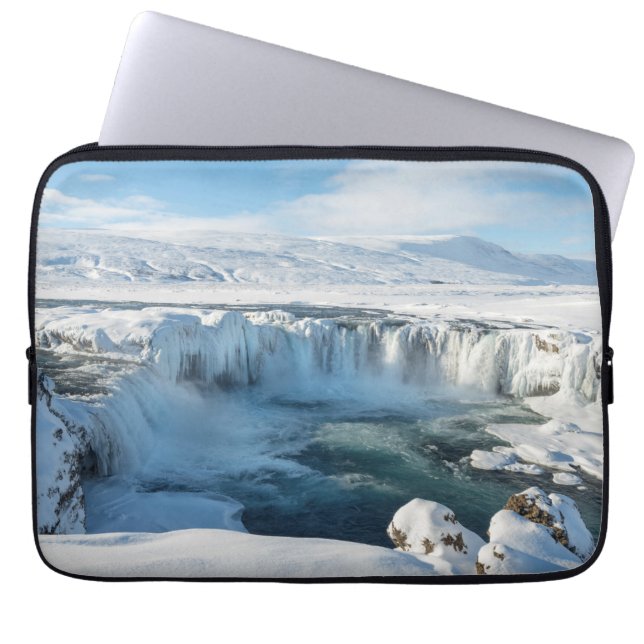Godafoss Waterfall Landscape Laptop Sleeve (Front)