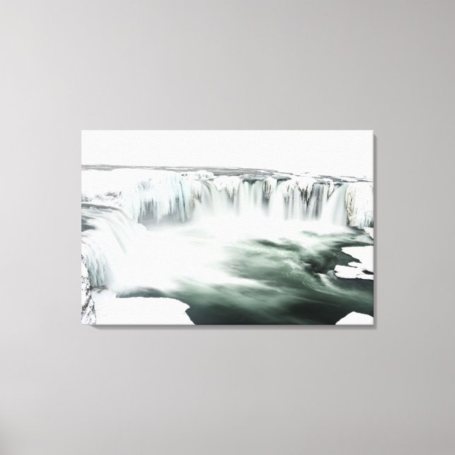 Godafoss waterfall, winter, Iceland 4 Canvas Print (Front)