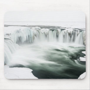 Godafoss waterfall, winter, Iceland Mouse Pad