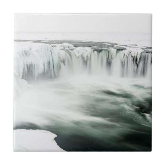 Godafoss waterfall, winter, Iceland Tile (Front)