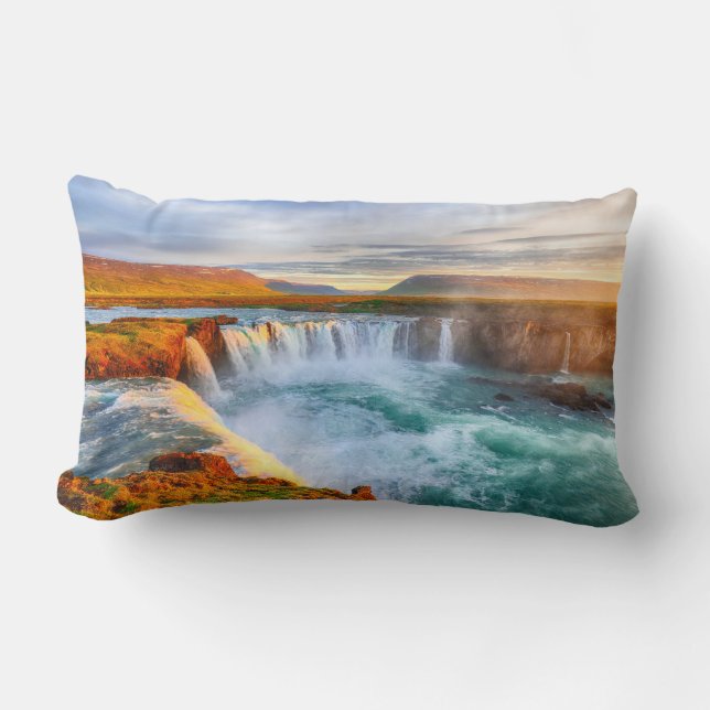 Godafoss Waterfalls, Iceland Lumbar Cushion (Front)