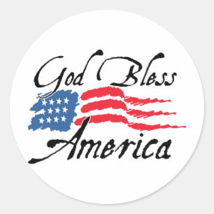 GodBlessAmerica_v2 Classic Round Sticker