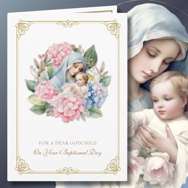 Godchild Baptism Christening Godparents Floral Card (Creator Uploaded)