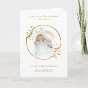 Godchild Baptismal Baby Boy Christening Blessing Card