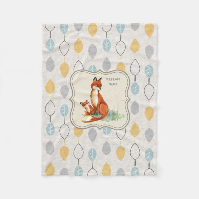 Godchild Gift Idea Personalised Fox Blanket (Front)