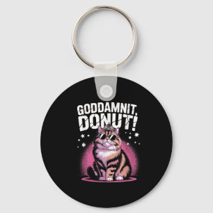 Goddammit Doughnut Funny Princess Cat Gles  Key Ring