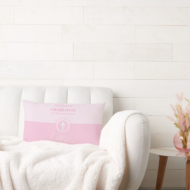 Goddaughter Baptism Pink Child of God Personalised Lumbar Cushion (Couch)