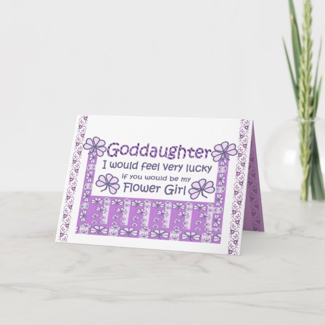 GODDAUGHTER - Be My Flower Girl - Purple Shamrocks Invitation (Front)