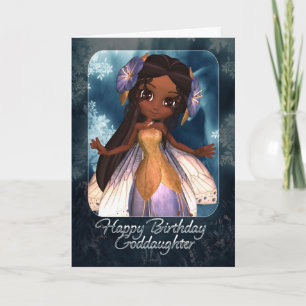 Goddaughter Birthday Card - Cute Blue Fairy