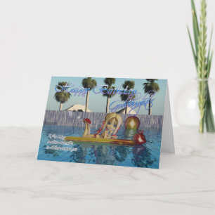 Goddaughter Birthday card, Moonies Cutie Pie pool Card