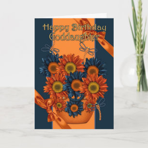 Goddaughter Birthday Card - Sunflower And Dragonfl