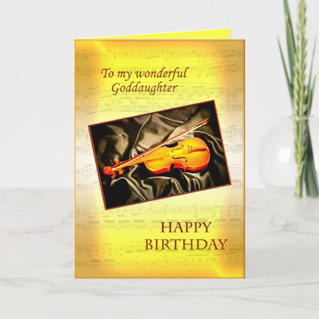 Goddaughter birthday card with a violin (Front)