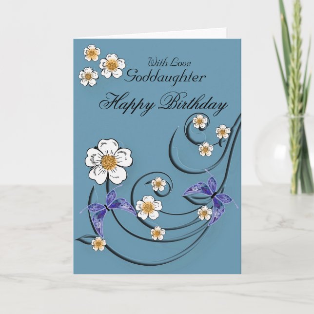 Goddaughter - Birthday - Floral with Butterflies Card (Front)